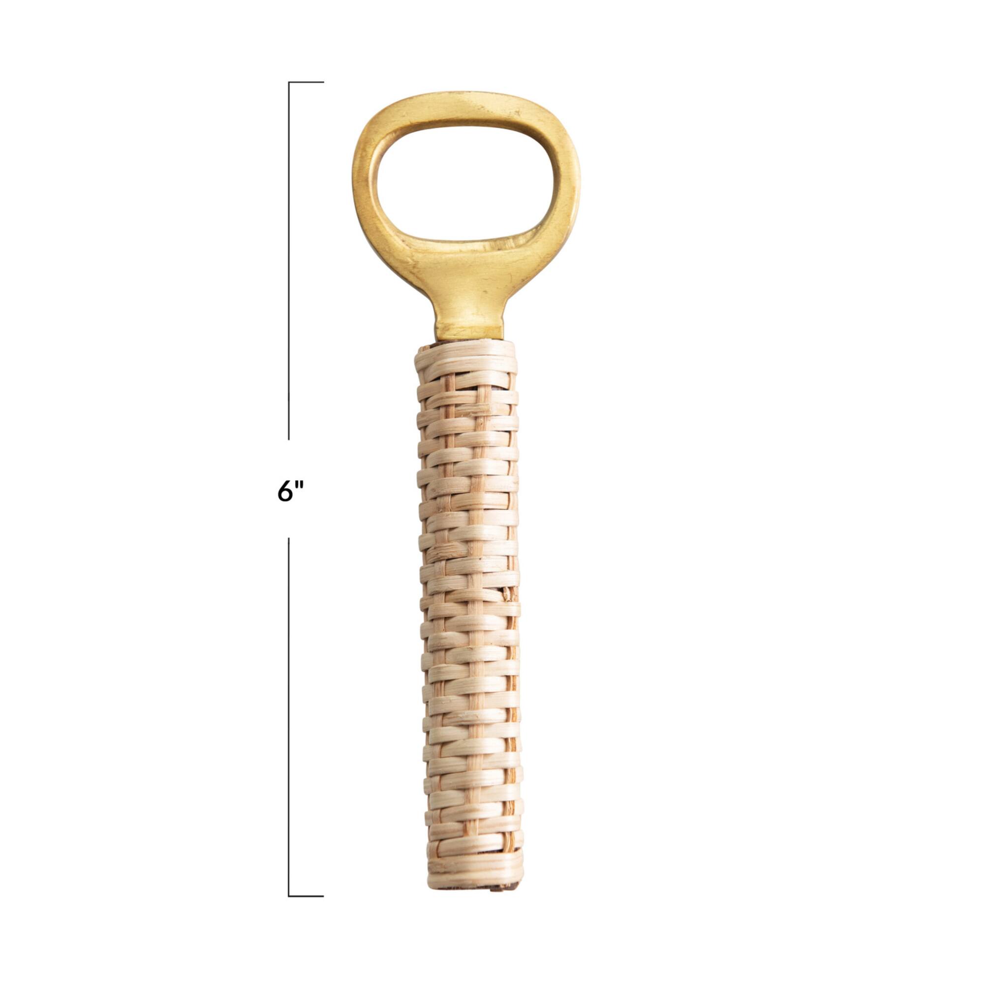 Hello Honey® 6" Brass & Bamboo Bottle Opener with Handle